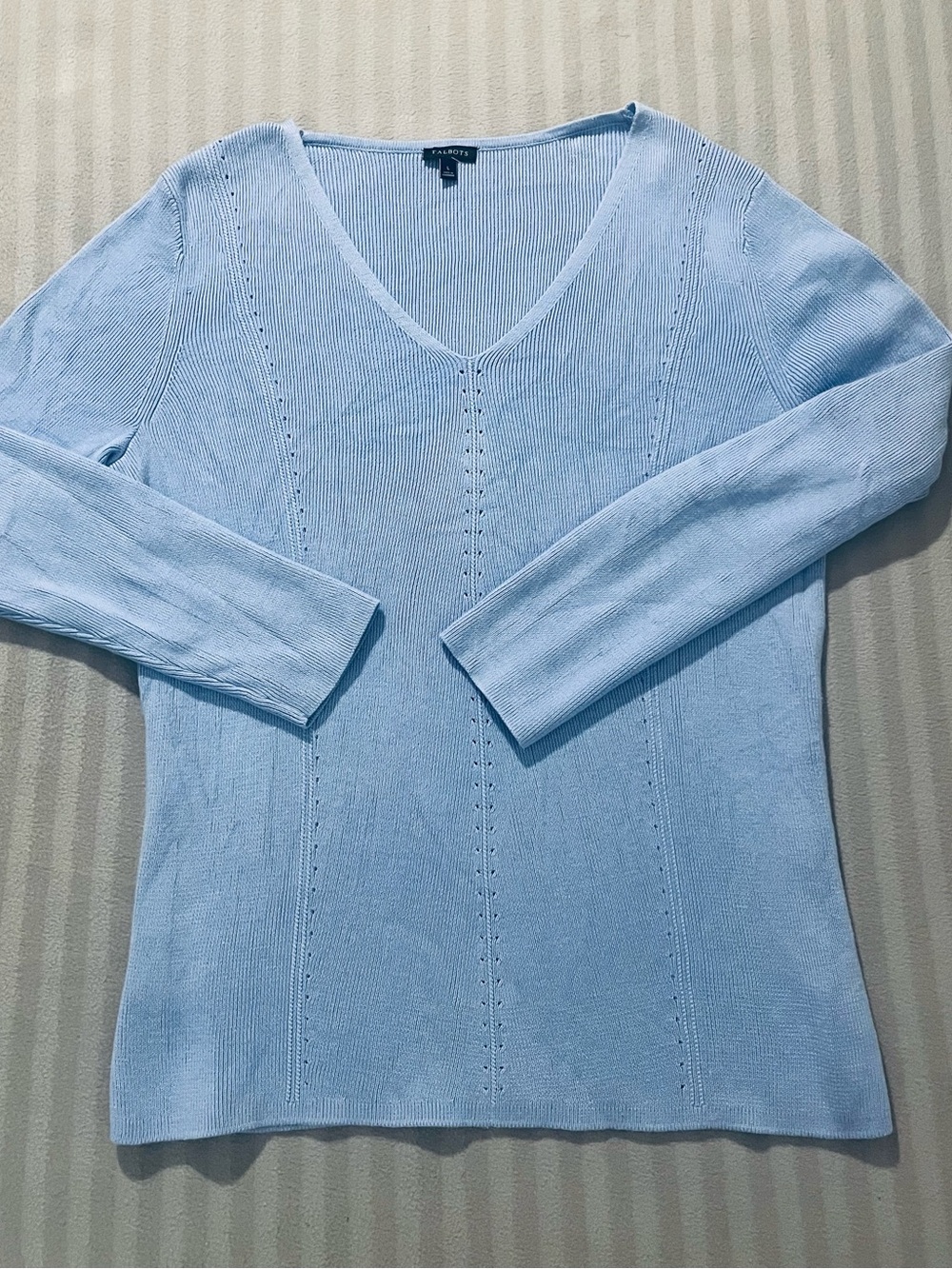 Talbots Light Blue V-Neck Knit Sweater